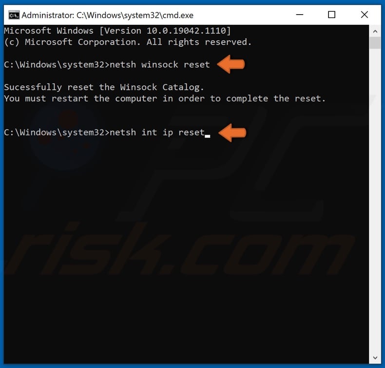 Run netsh winsock reset and netsh int ip reset commands