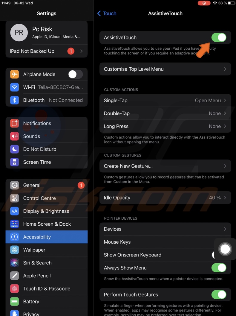 Enable AssistiveTouch