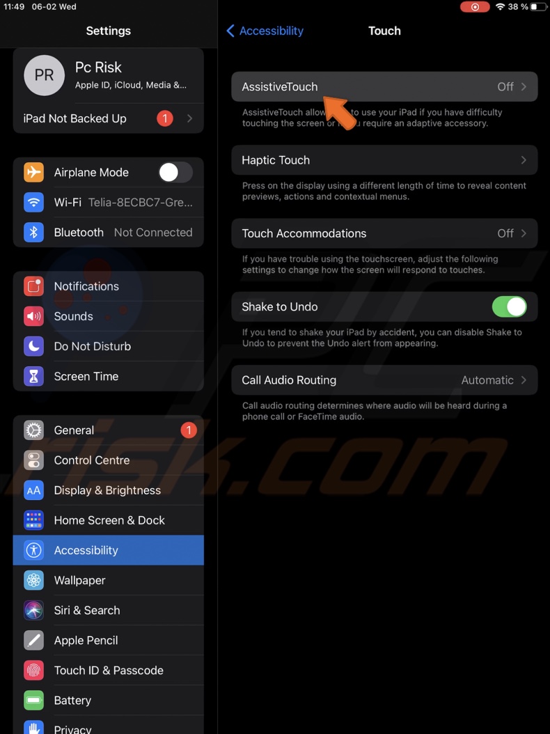 Tap on AssistiveTouch