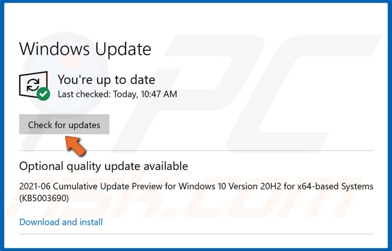 Click Check for Updates