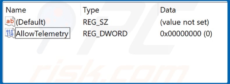 Name the new DWORD Value AllowTelemetry