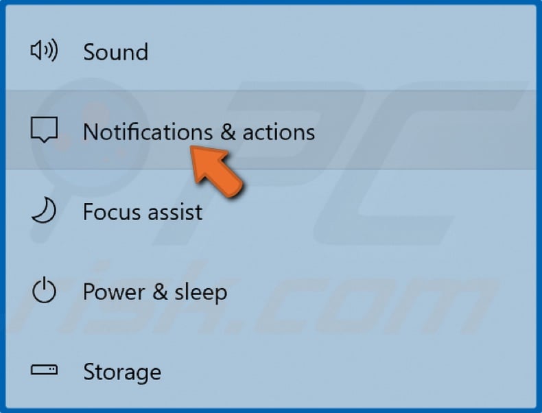 Select Notifications & actions