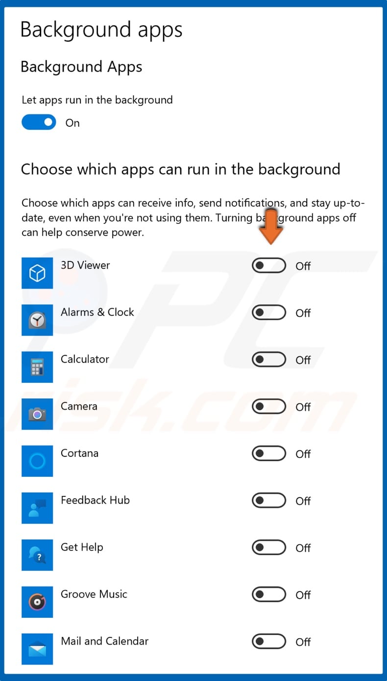 disable unnecessary apps