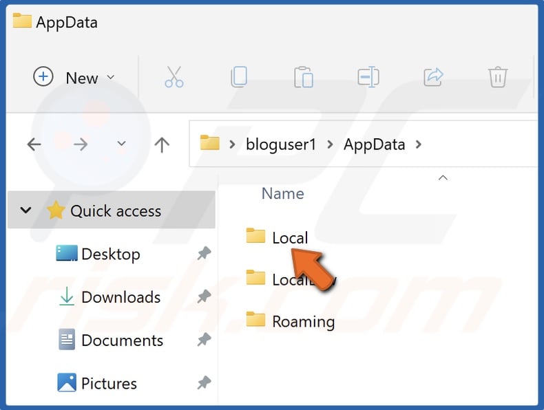 Access the Local folder