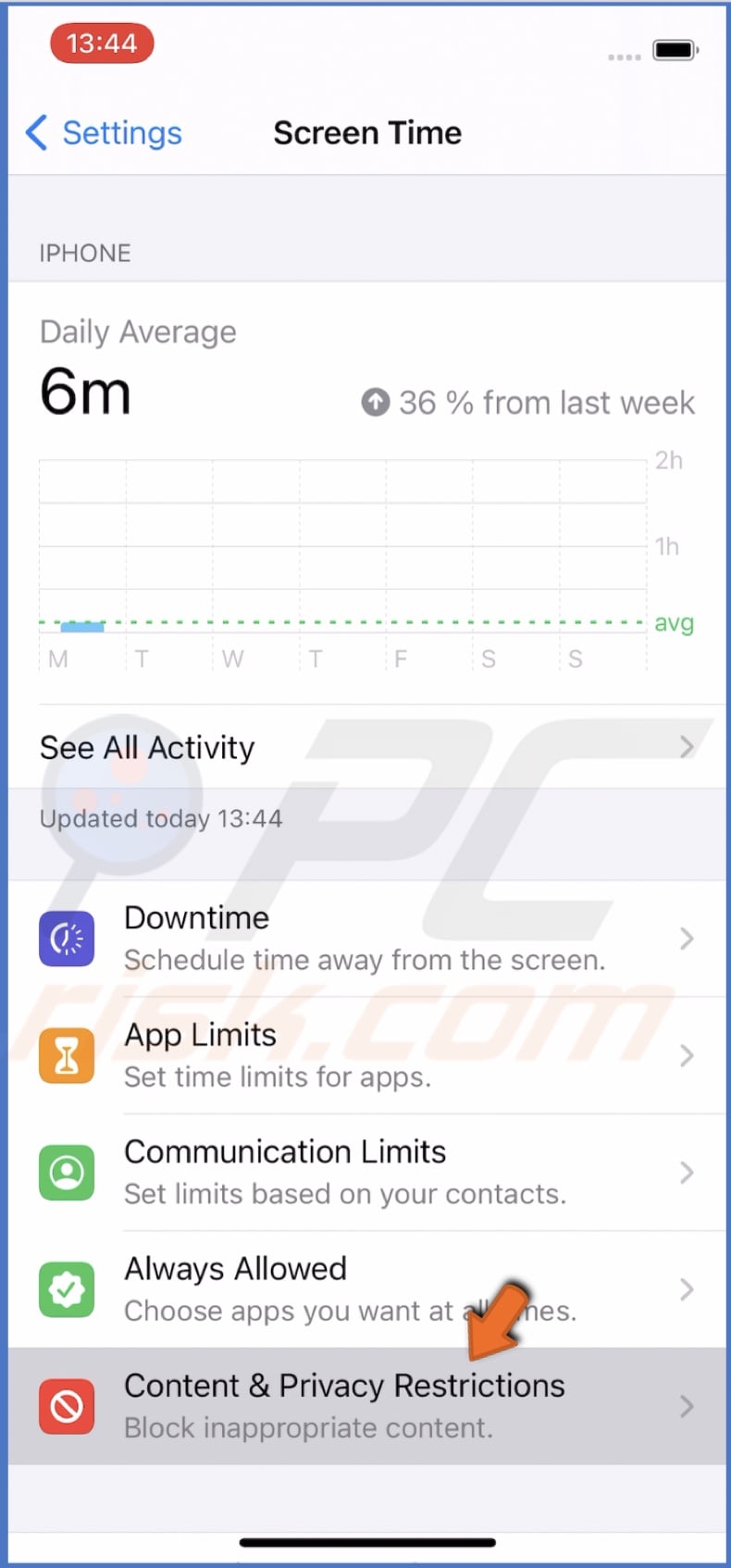 Go to Content & Privacy Restrictions