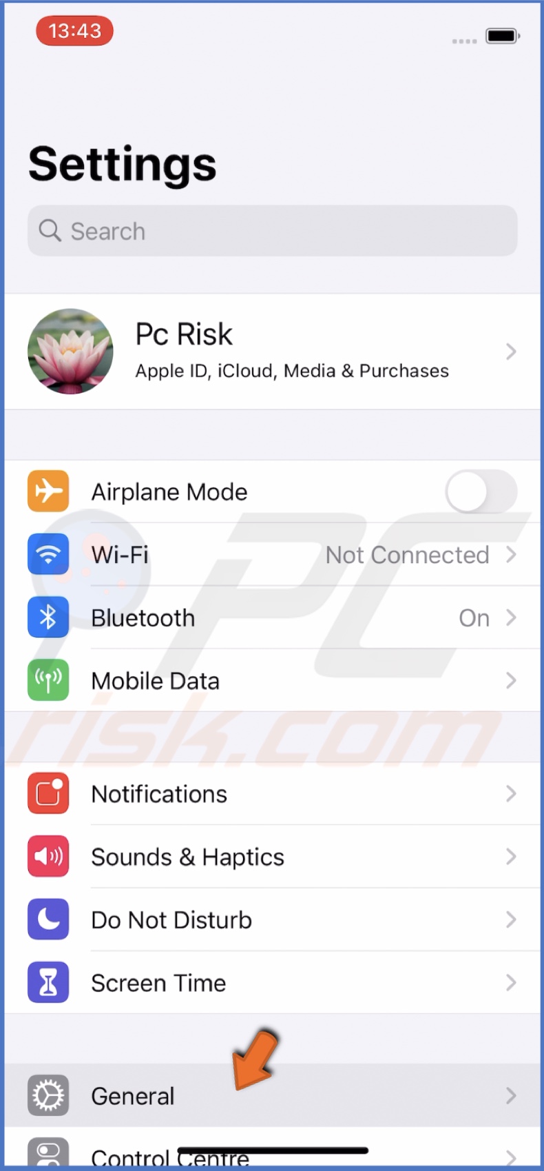 Go to General settings