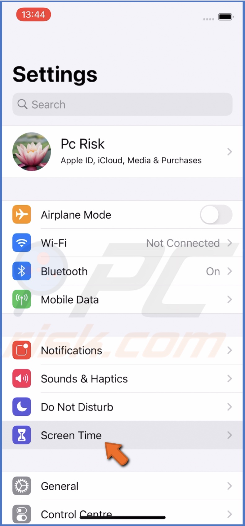 Go to Screen Time settings