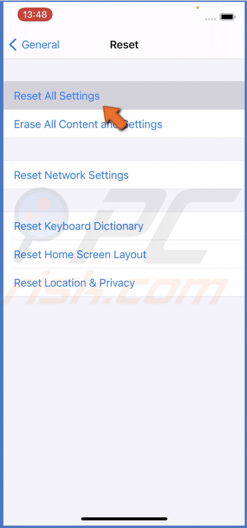 Reset All Settings