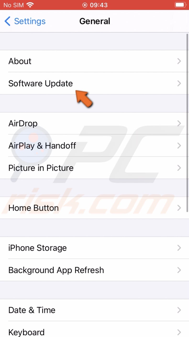 Go to Software Update