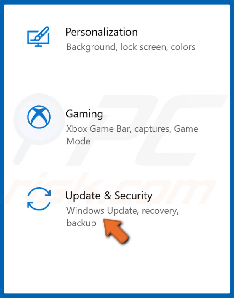 Select update & Security