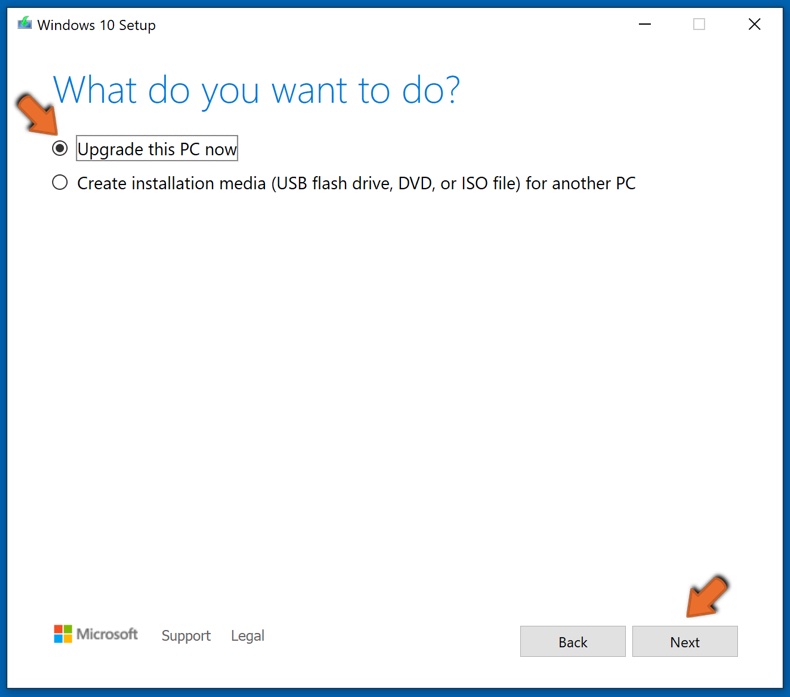 Click Upgrade this PC now