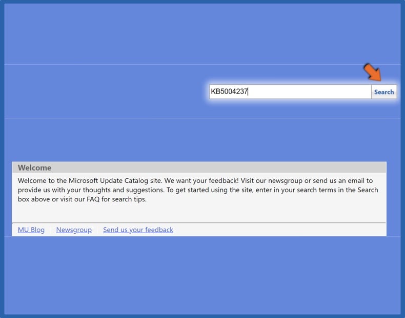 Type in the KB code and click Search