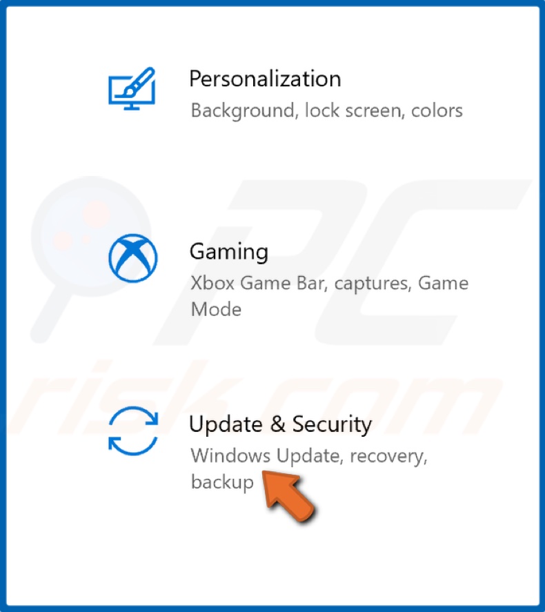 Select Update & Security