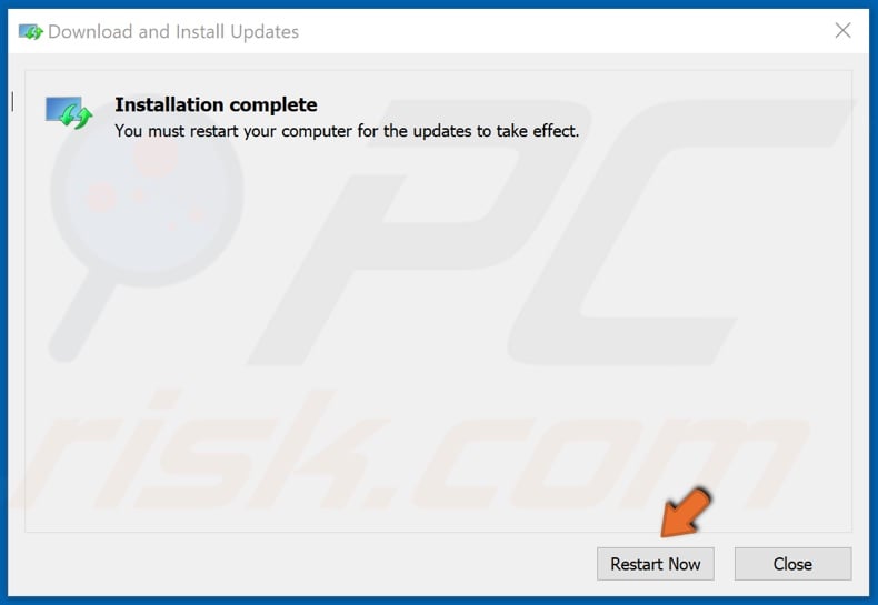 Click Restart now once the update has been installed