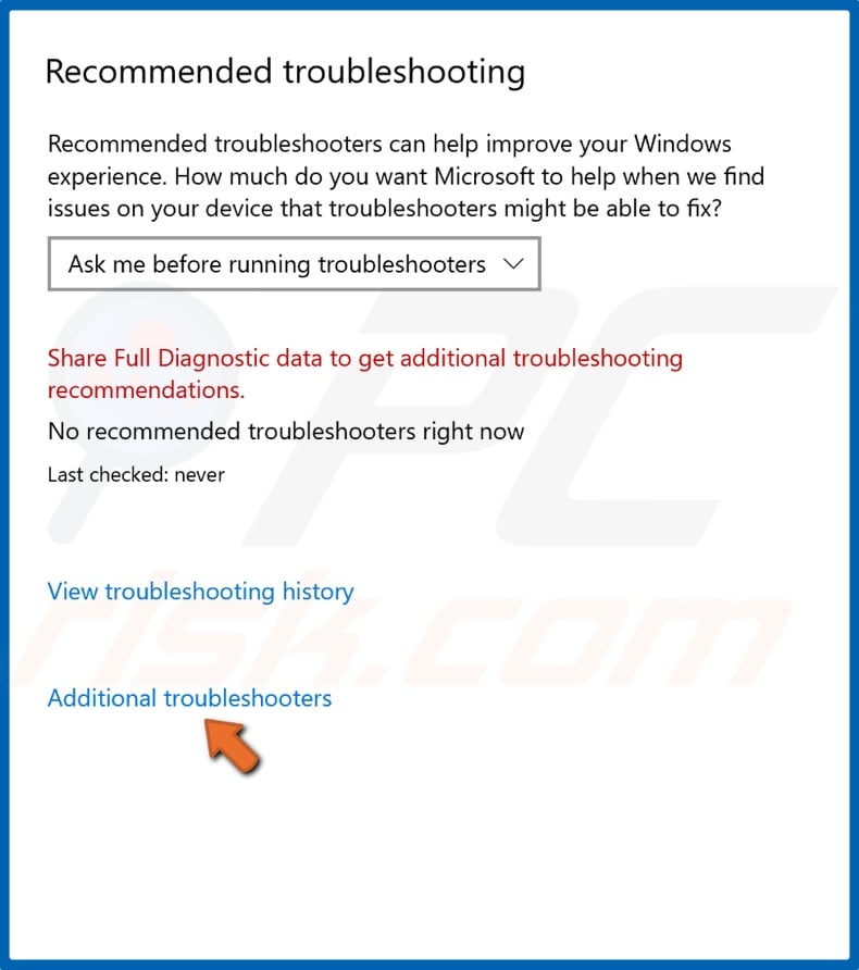 Select additional troubleshooters