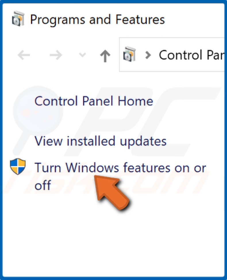Select Turn Windows features on or off