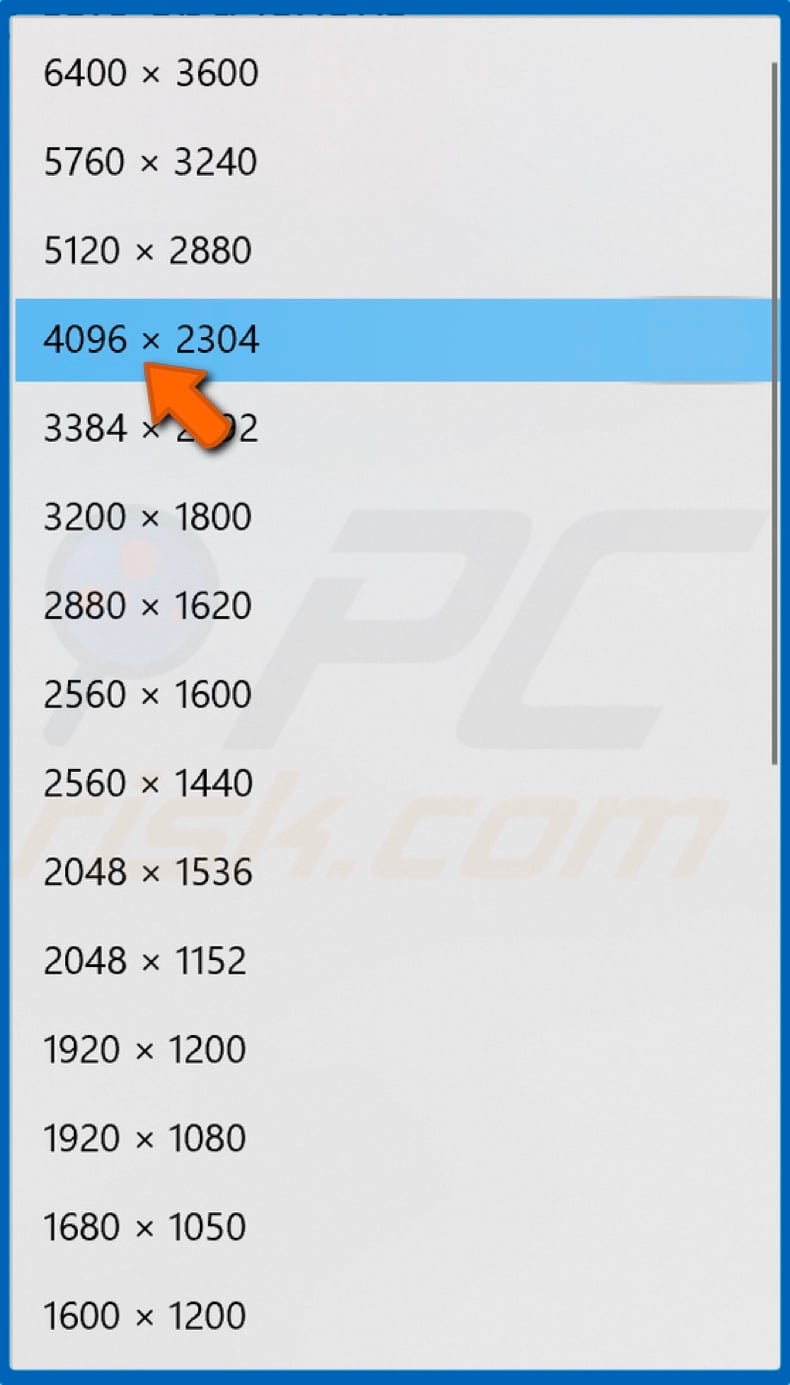 Select your preferred or recommended resolution