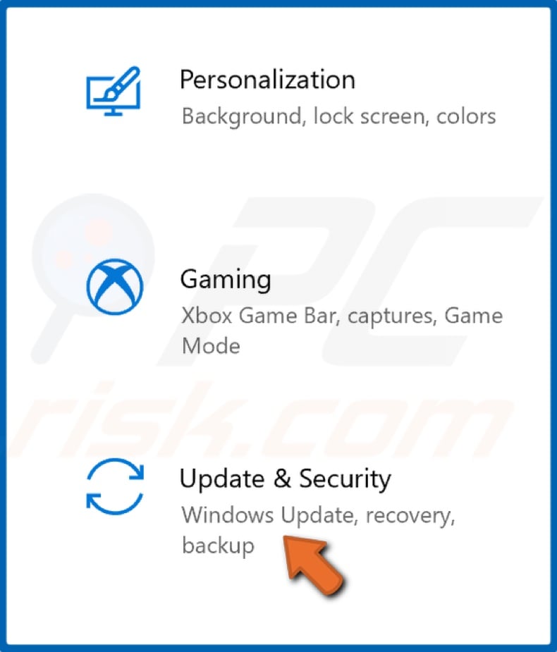 Select Update & Security