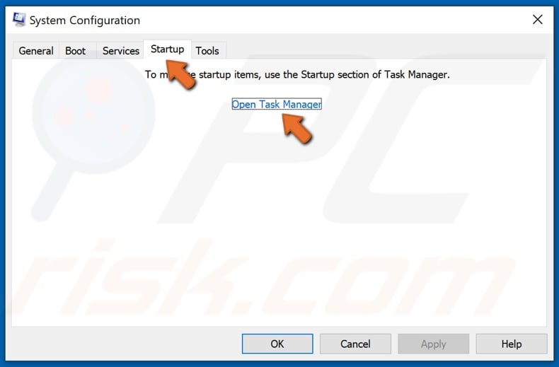 Select Startup and click Open Task Manager