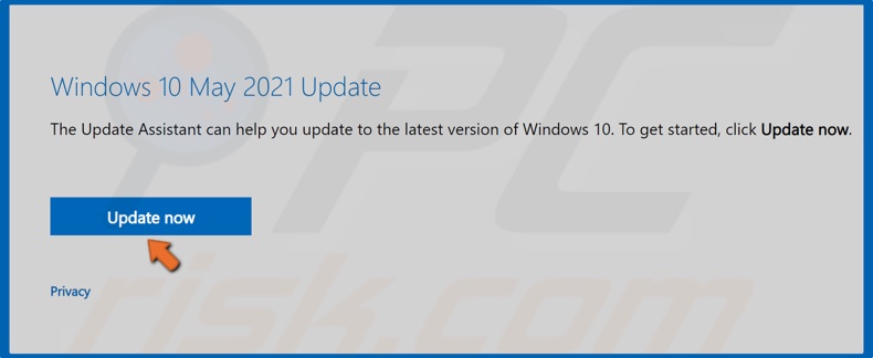 Click Update now to download the Windows 10 Update Assistant