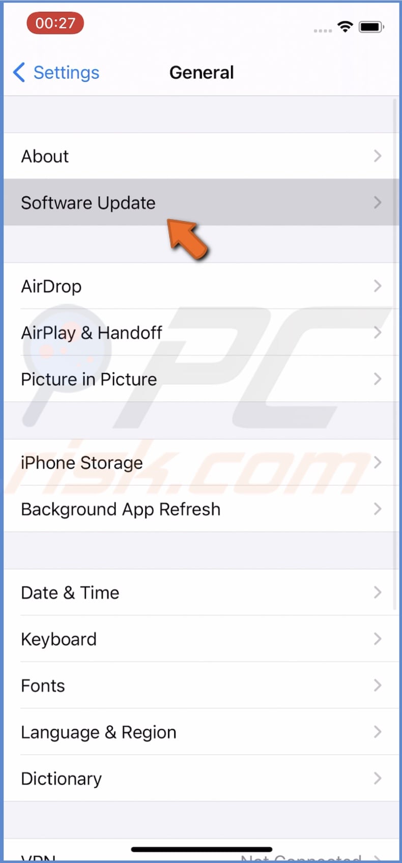 Tap on Software Update