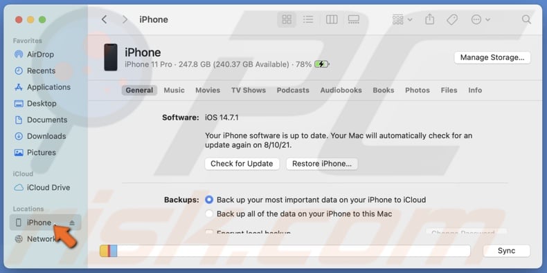 Tap on your device name