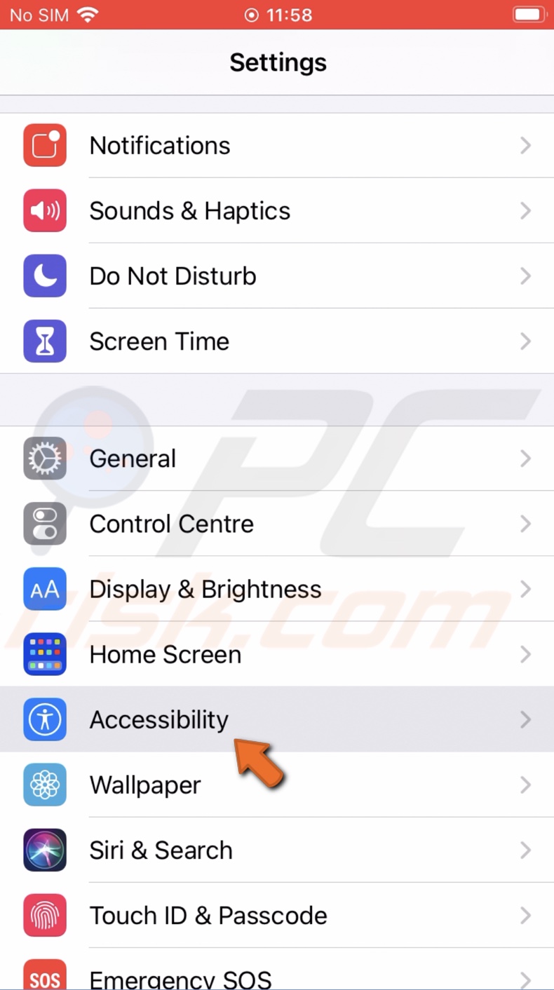 Tap on Accessibility