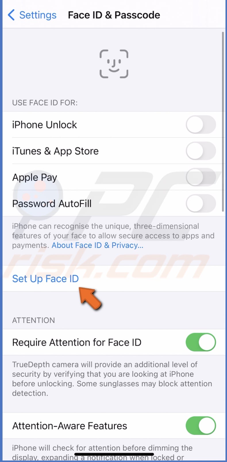 Set up Face ID