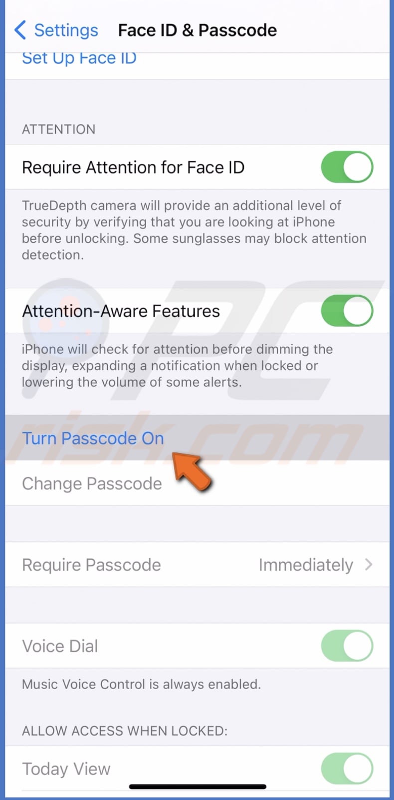 Set up iPhone passcode