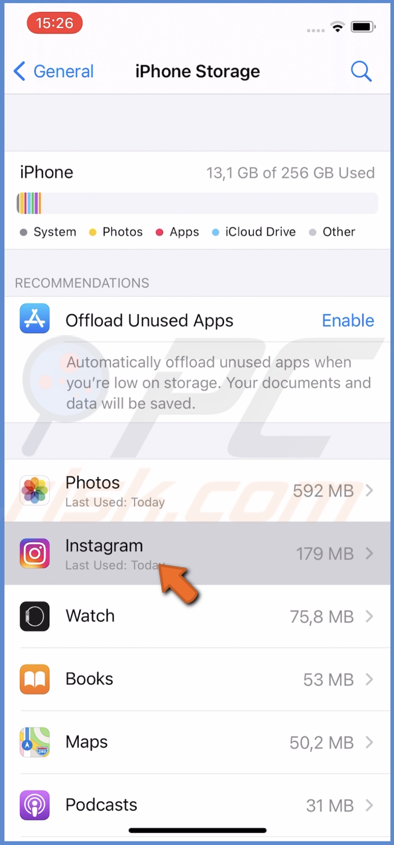 Tap on the Instagram app
