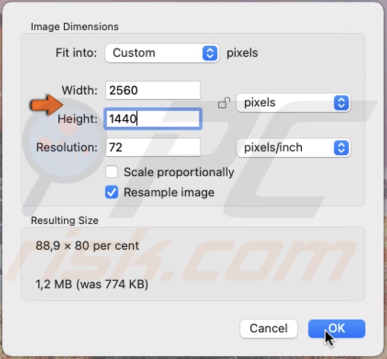 Change image dimensions