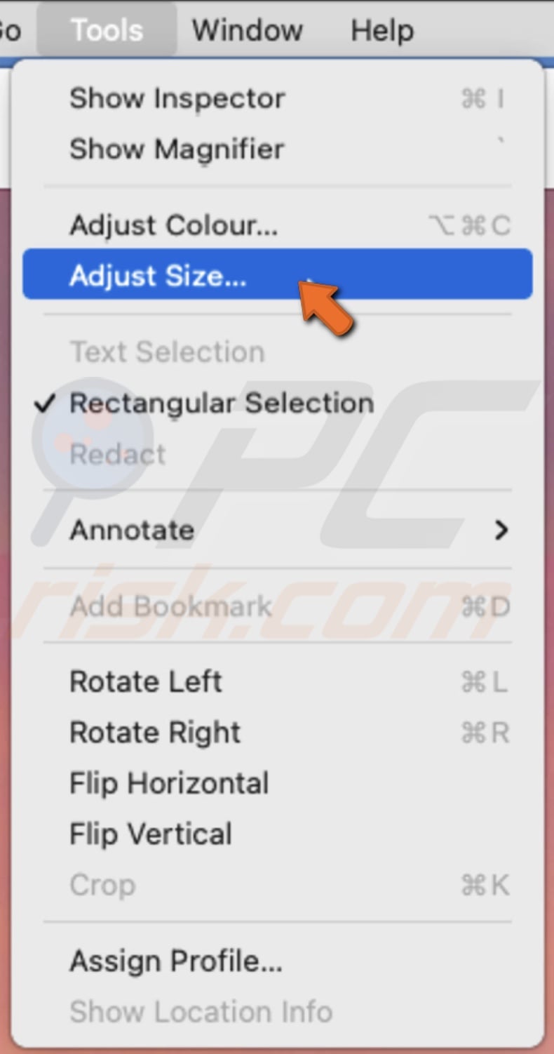 Click on Adjust Size