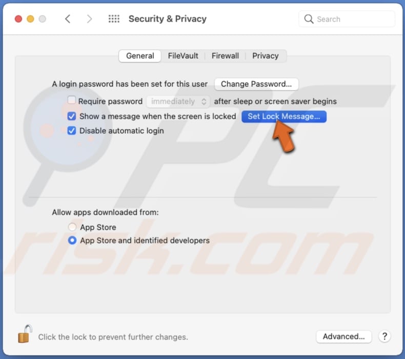 Click on Set Lock Message