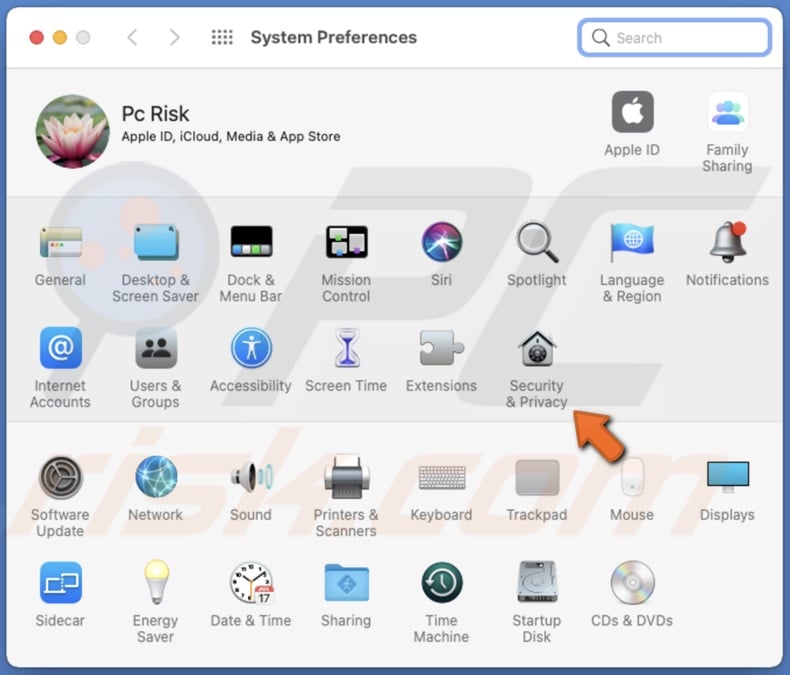 Go to Security & Privacy