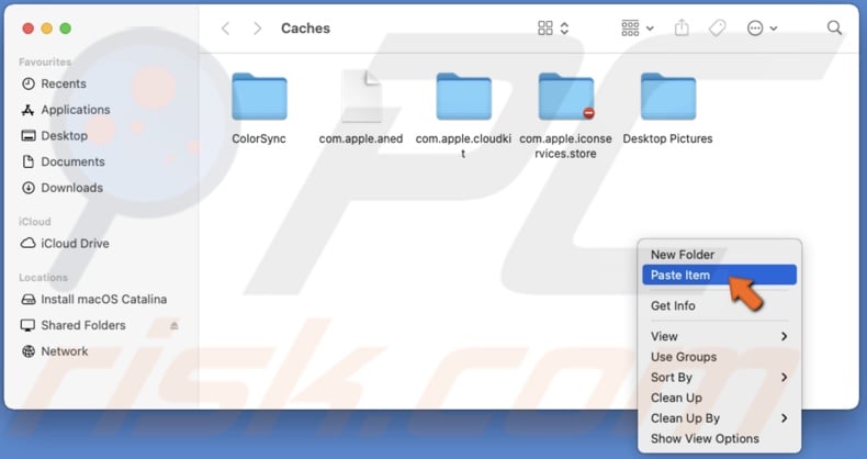Paste image to Caches folder