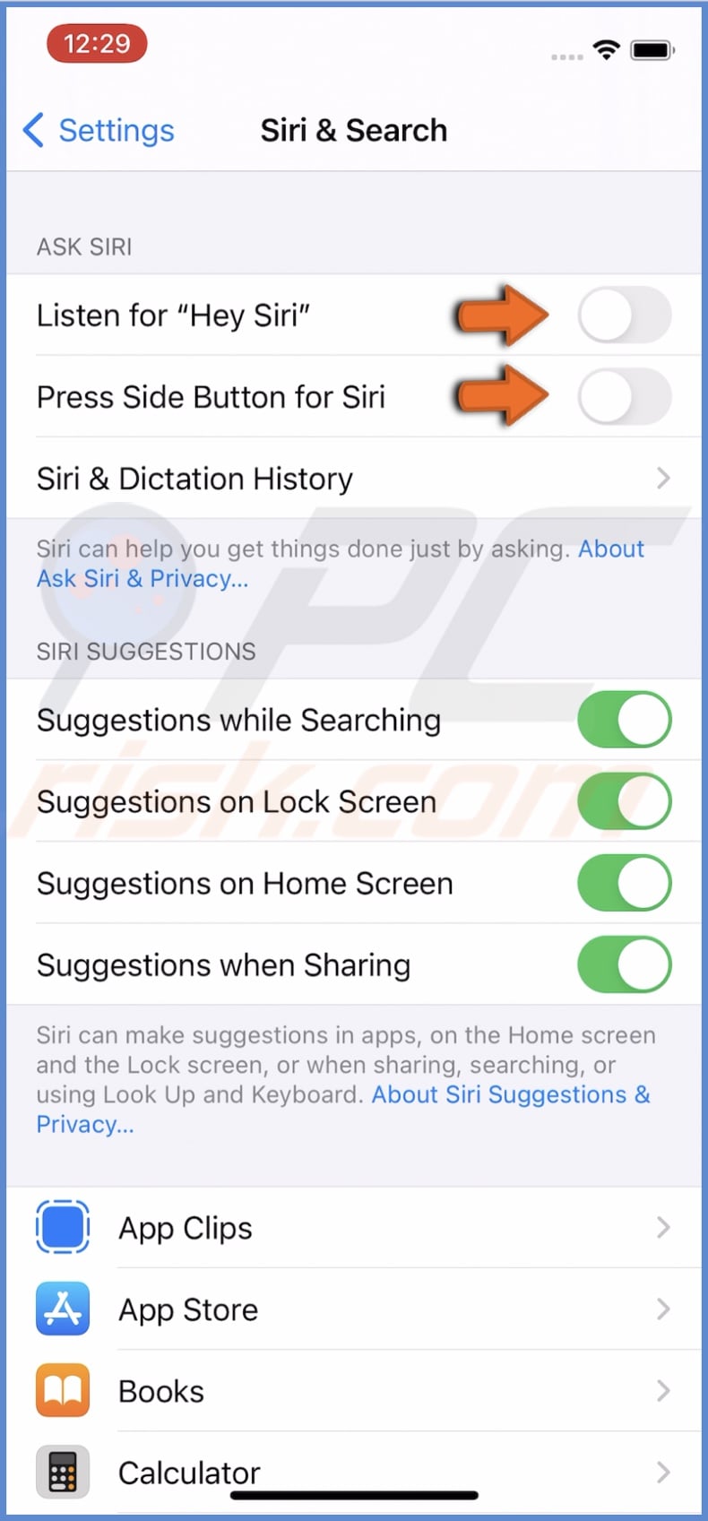 Disable Siri