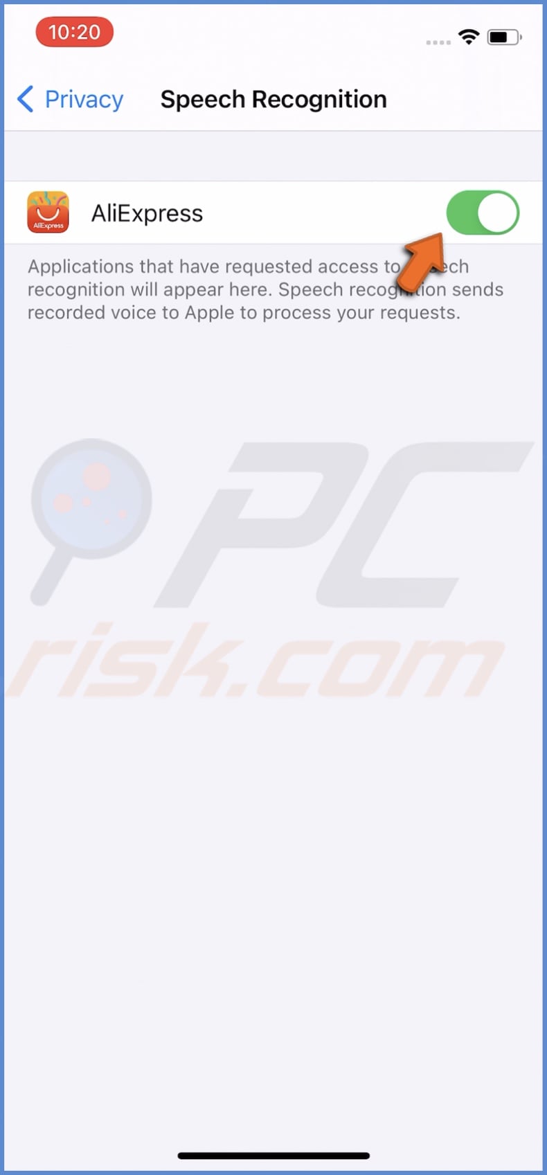 Disable Speech Recognition