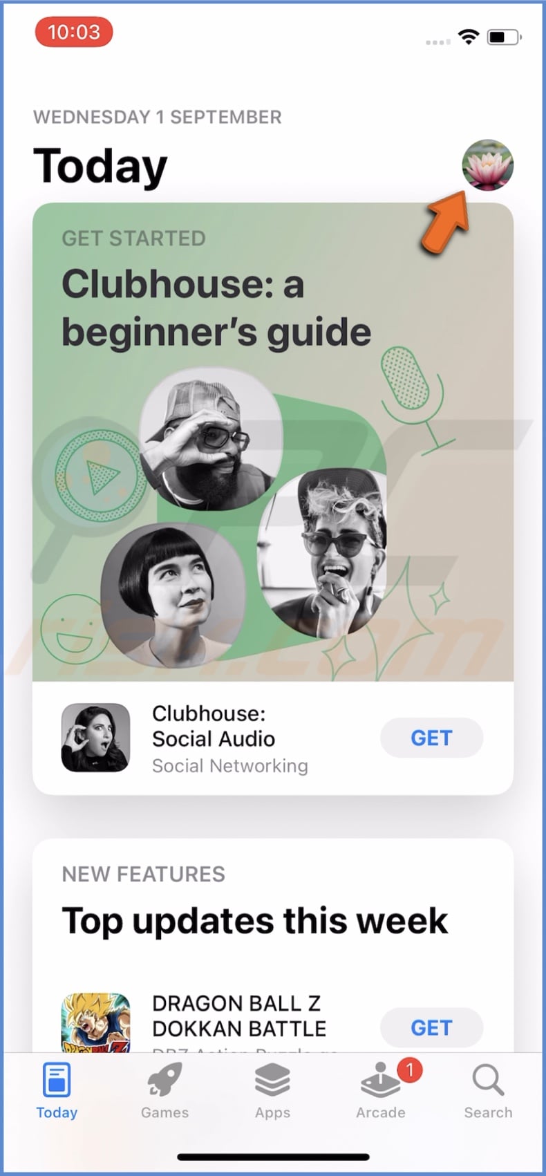 Tap on profile picture