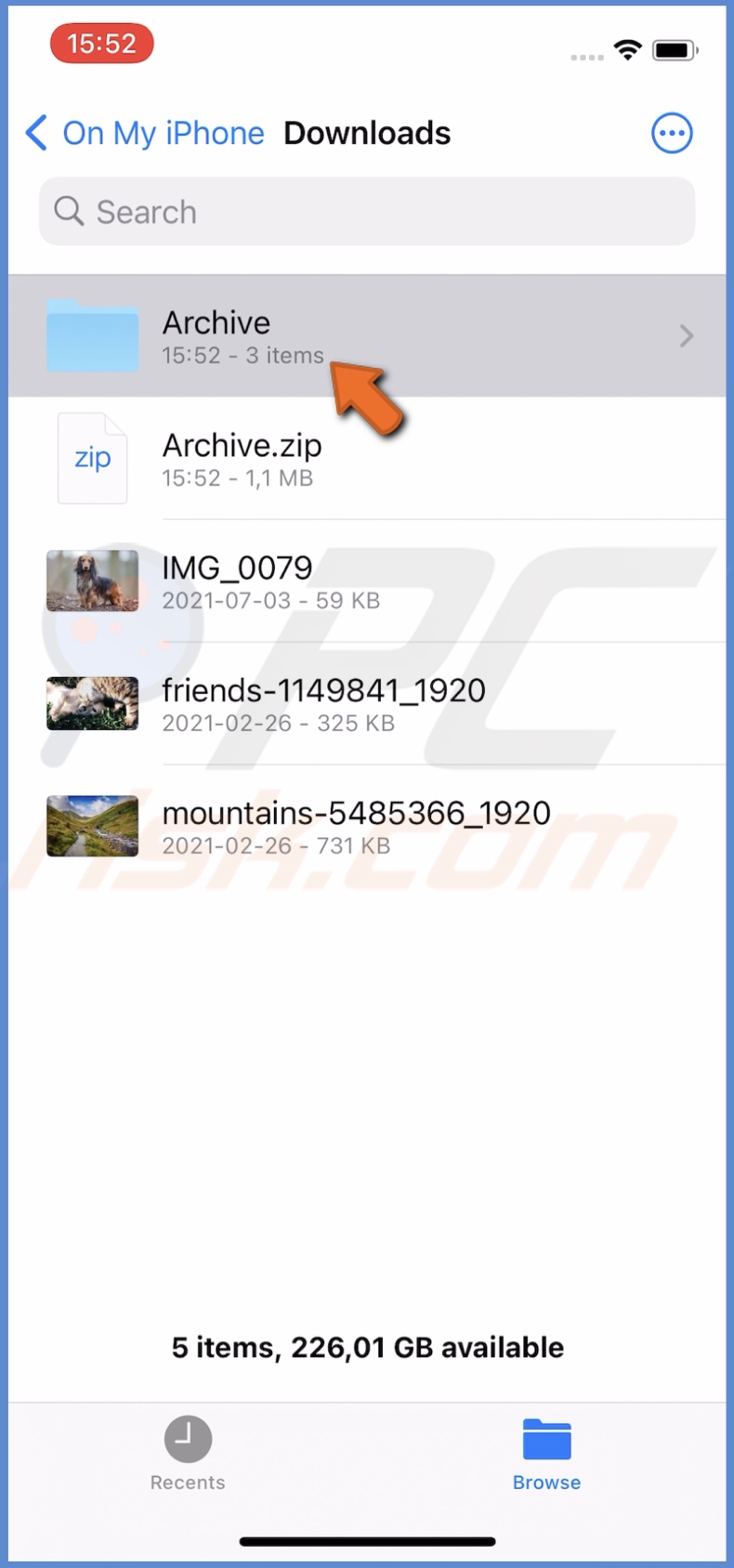 Tap on the created folder