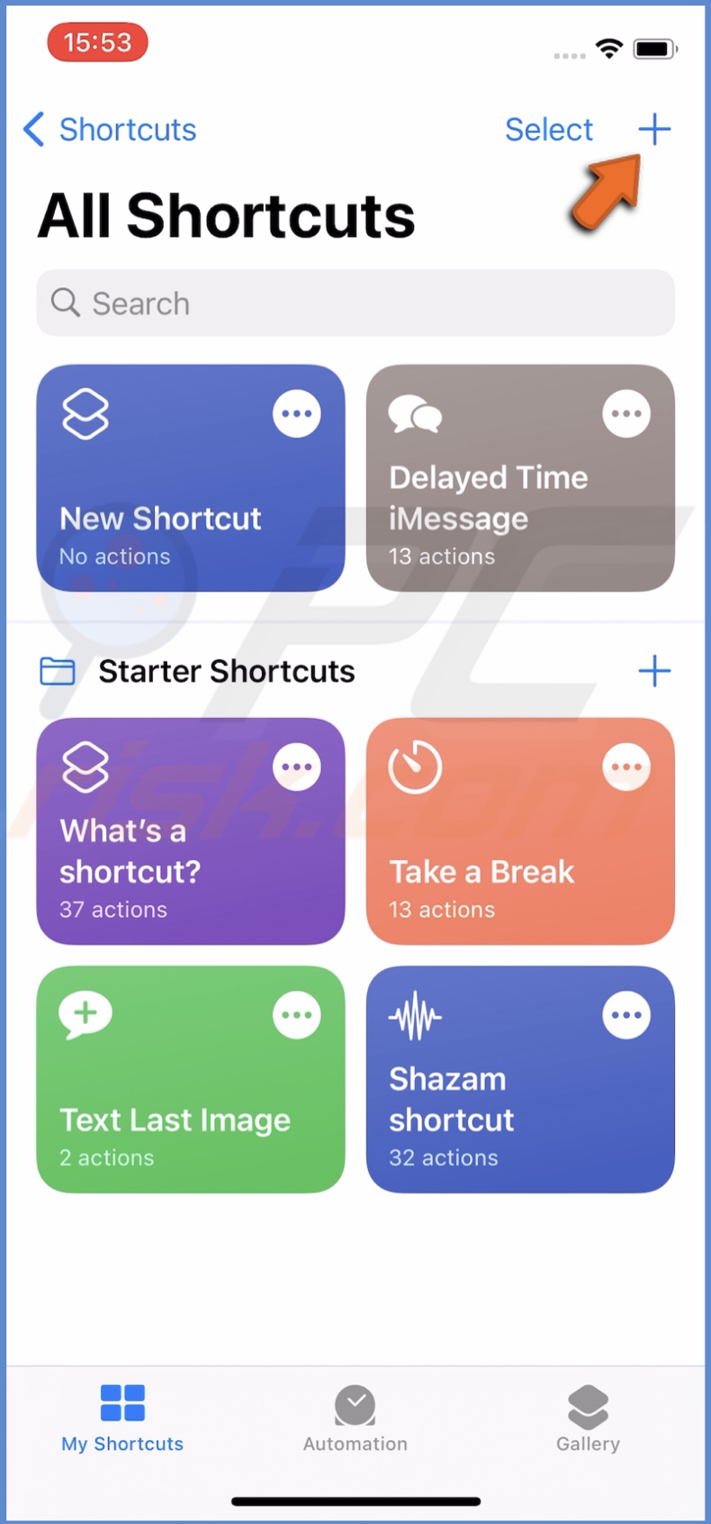 Tap on the plus button