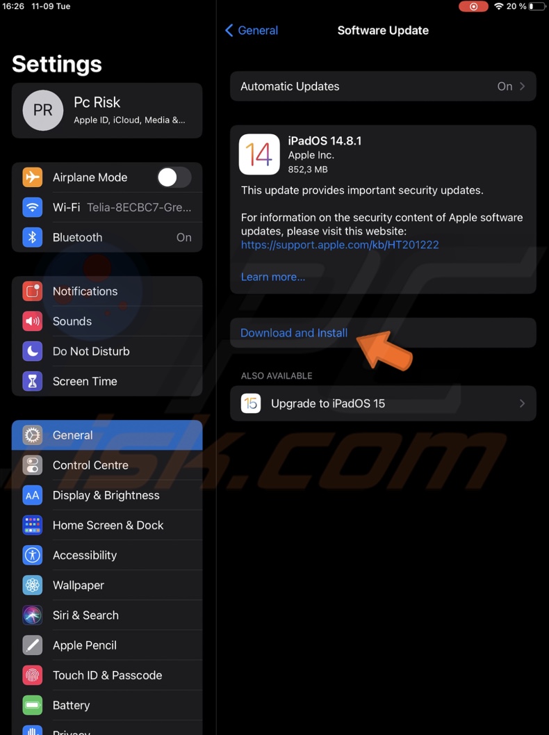 Tap on Download and Install