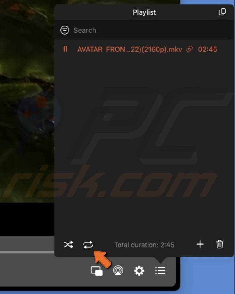 Click on repeat icon in Elmedia player