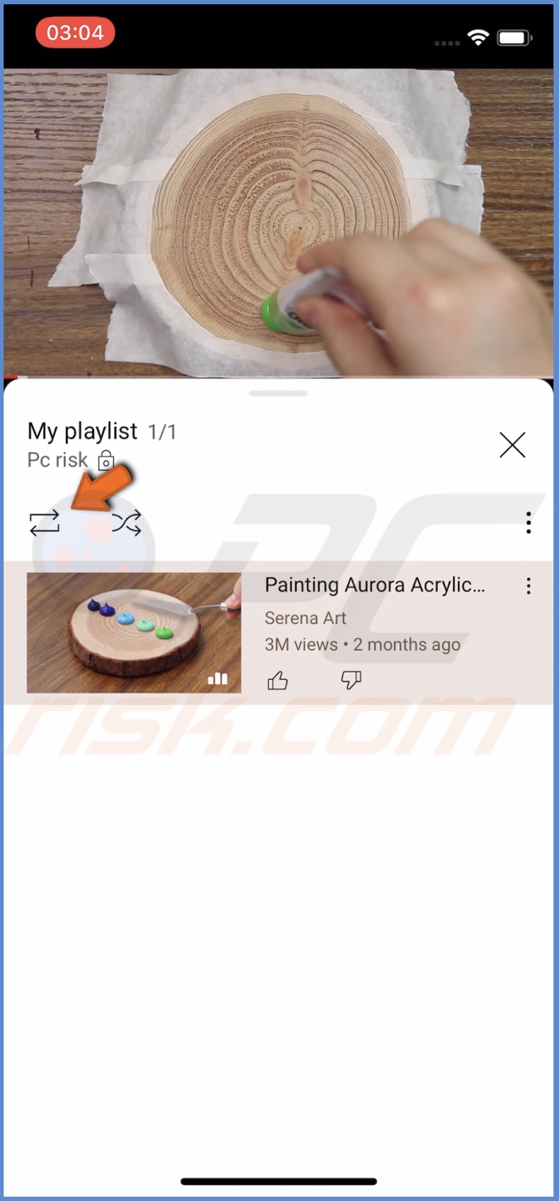 Tap on the loop icon