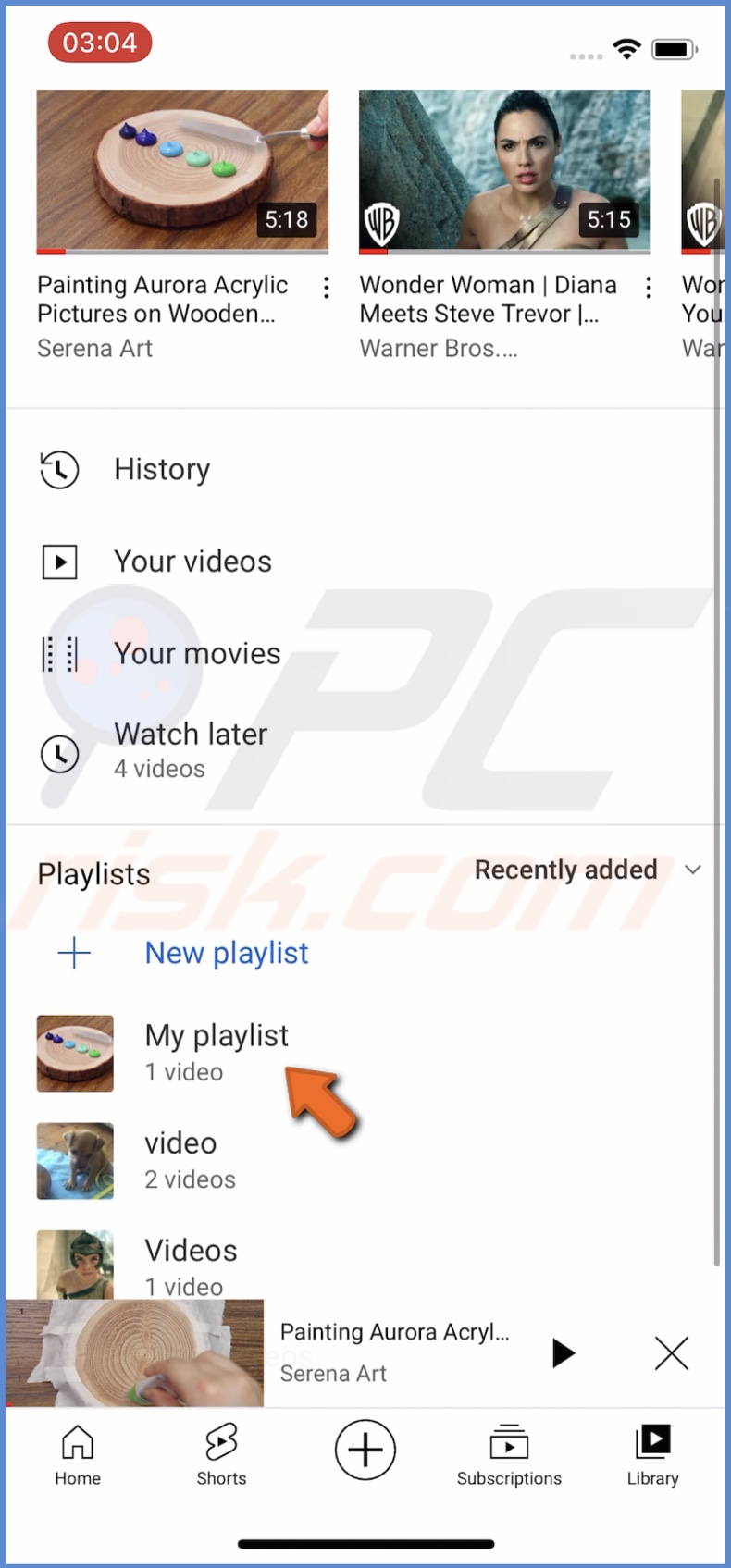 Tap on the created playlist