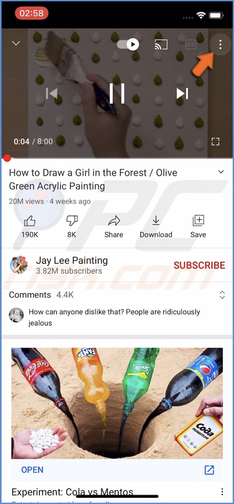 Tap on the three dots