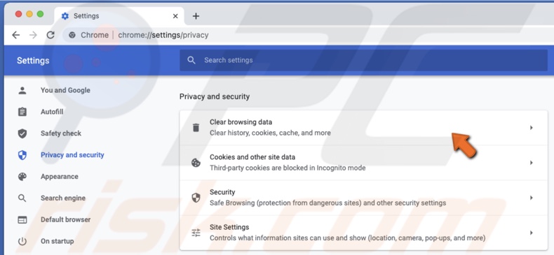 Click on Clear Browsing Data in Chrome