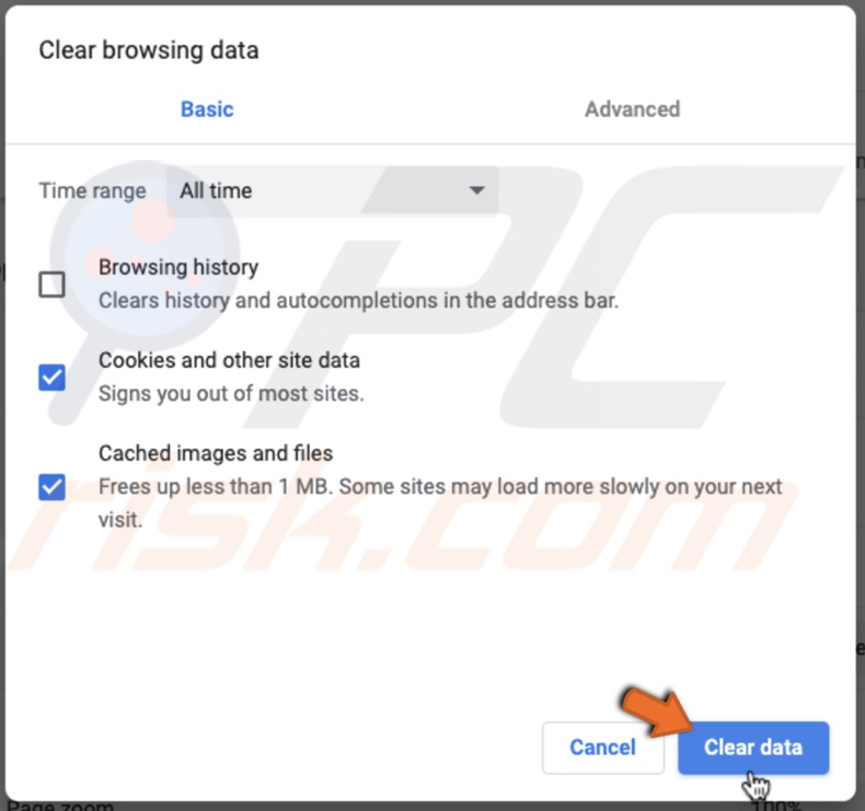 Clear Chrome cache and cookies
