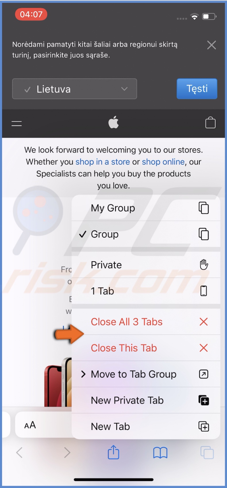 Choose what tabs to close