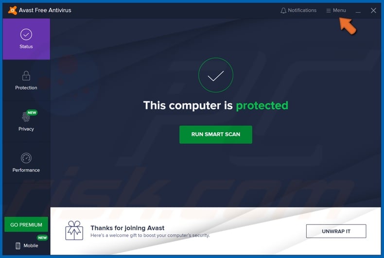 Click the Menu button