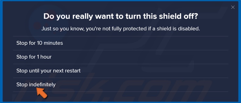 Click Stop indefinitely